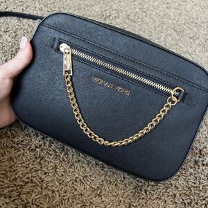 Michael Kors Black and Gold Chain Crossbody Bag